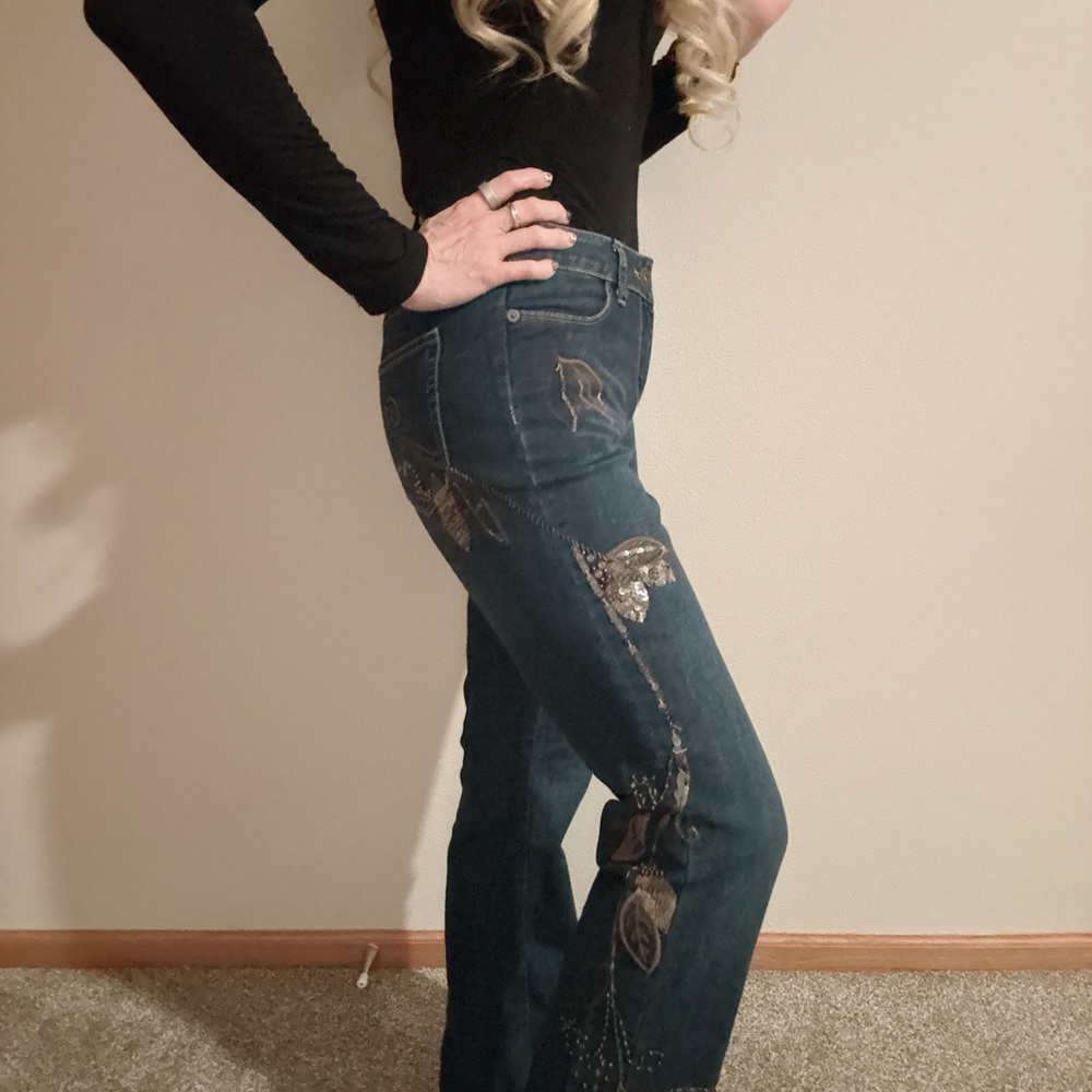 Coldwater Creek Dark Blue Embellished Jeans